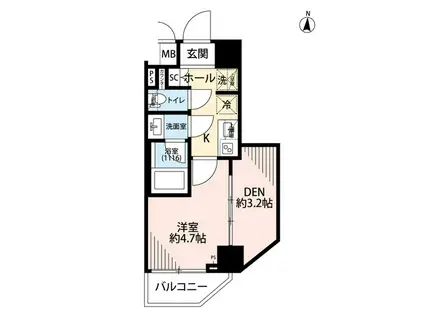 プレール・ドゥーク本所吾妻橋Ⅵ(1SK/3階)の間取り写真