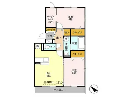 リバーサイドヴィラハピネス(2LDK/2階)の間取り写真