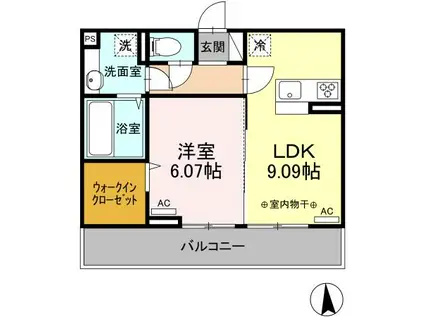 エクシブ前橋(1LDK/3階)の間取り写真