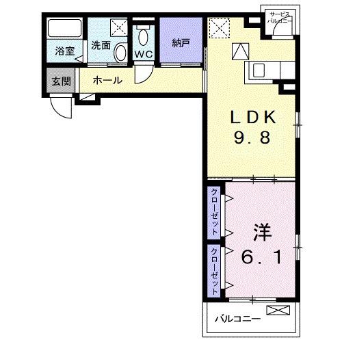 メゾンド・ソレイユ(1LDK/1階)の間取り写真
