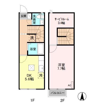 リースランドIP E(1DK)の間取り写真