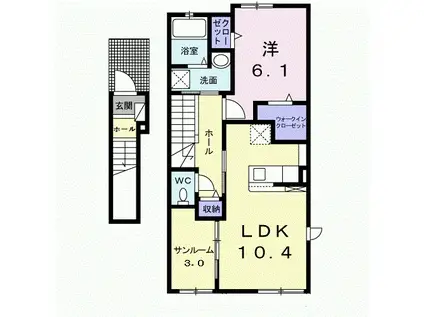 ヴィダ ルーラルⅡ(1LDK/2階)の間取り写真