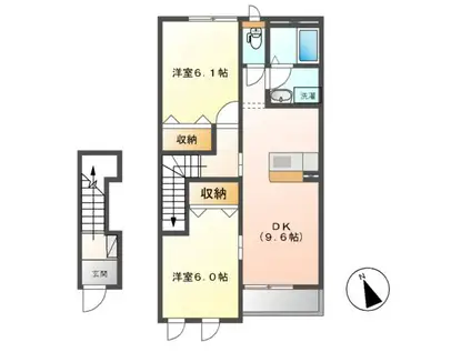 FOREST COURT S(2DK/2階)の間取り写真