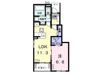 ルミナーレ Ⅱ(1LDK/1階)の間取り写真