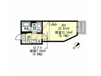 リヴィエールII(1K/1階)の間取り写真
