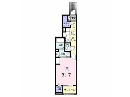 グランツYH Ⅲ(1K/1階)の間取り写真