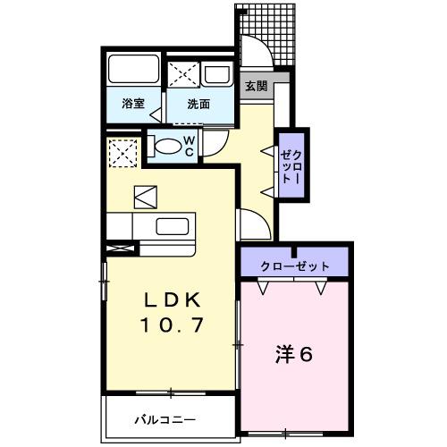 ノ-ス ブリッサⅡ(1LDK/1階)の間取り写真
