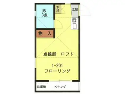 デュエットミタカ1番館(ワンルーム/1階)の間取り写真