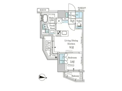 パークアクシス木場キャナル ウエスト(1LDK/8階)の間取り写真