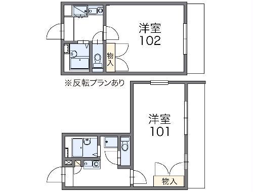 レオパレス峰弐番館(1K/2階)の間取り写真