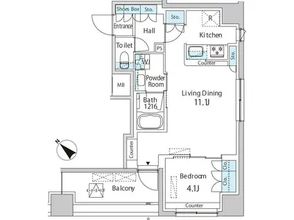エムエー月島(1LDK/8階)の間取り写真