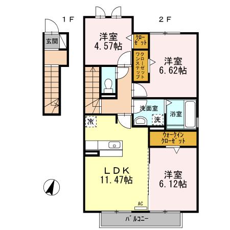 エスポワールYV(3LDK/2階)の間取り写真