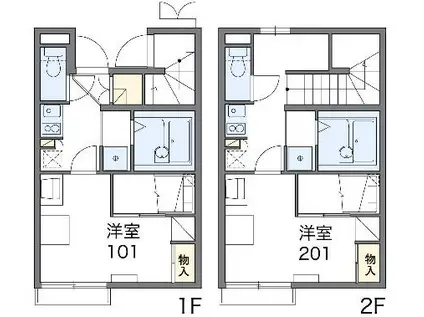 レオパレスふじ(1K/2階)の間取り写真