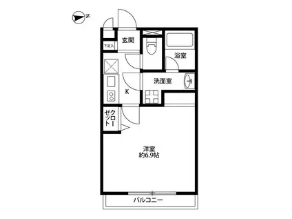 アムールKURITA(1K/2階)の間取り写真