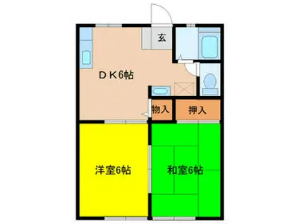 ハイツ村上Ⅰ(2DK/1階)の間取り写真
