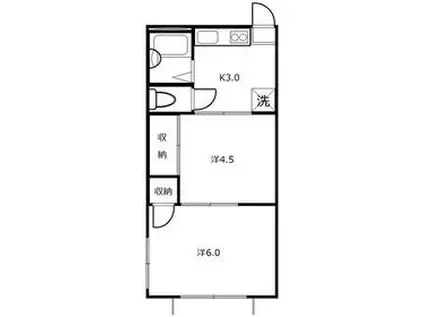 グリーンハイツ(2K/1階)の間取り写真