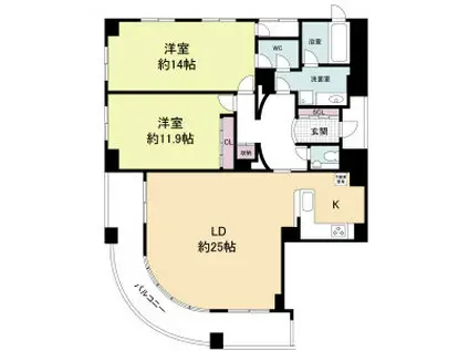 レジディア心斎橋ウエスト(2LDK/13階)の間取り写真