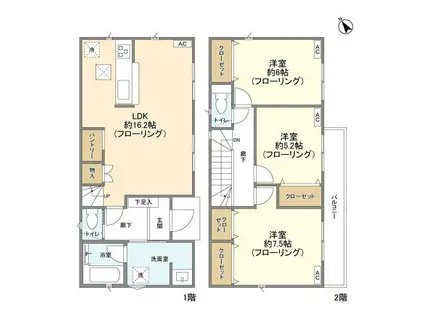 千葉都市モノレール 千城台北駅 徒歩7分 2階建 築4年(3LDK)の間取り写真
