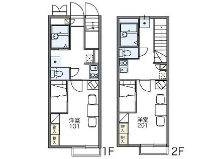 レオパレスネージュ(1K/1階)の間取り写真