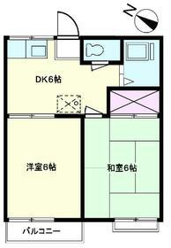 ファミーユ北柏C棟(2DK/1階)の間取り写真