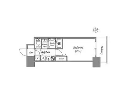 アドバンス江坂ラシュレ(1K/13階)の間取り写真