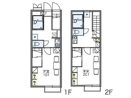 レオパレス北川(1K/2階)の間取り写真
