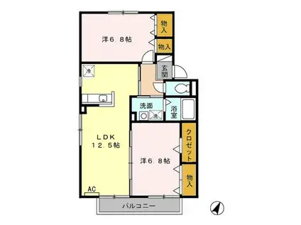 オプティマⅢ(2LDK/2階)の間取り写真