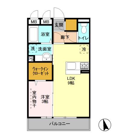 ヴィルクレール1(1LDK/3階)の間取り写真