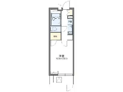 レオパレストウメイ(1K/1階)の間取り写真