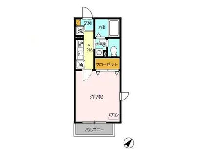 K´レセンテ(1K/2階)の間取り写真