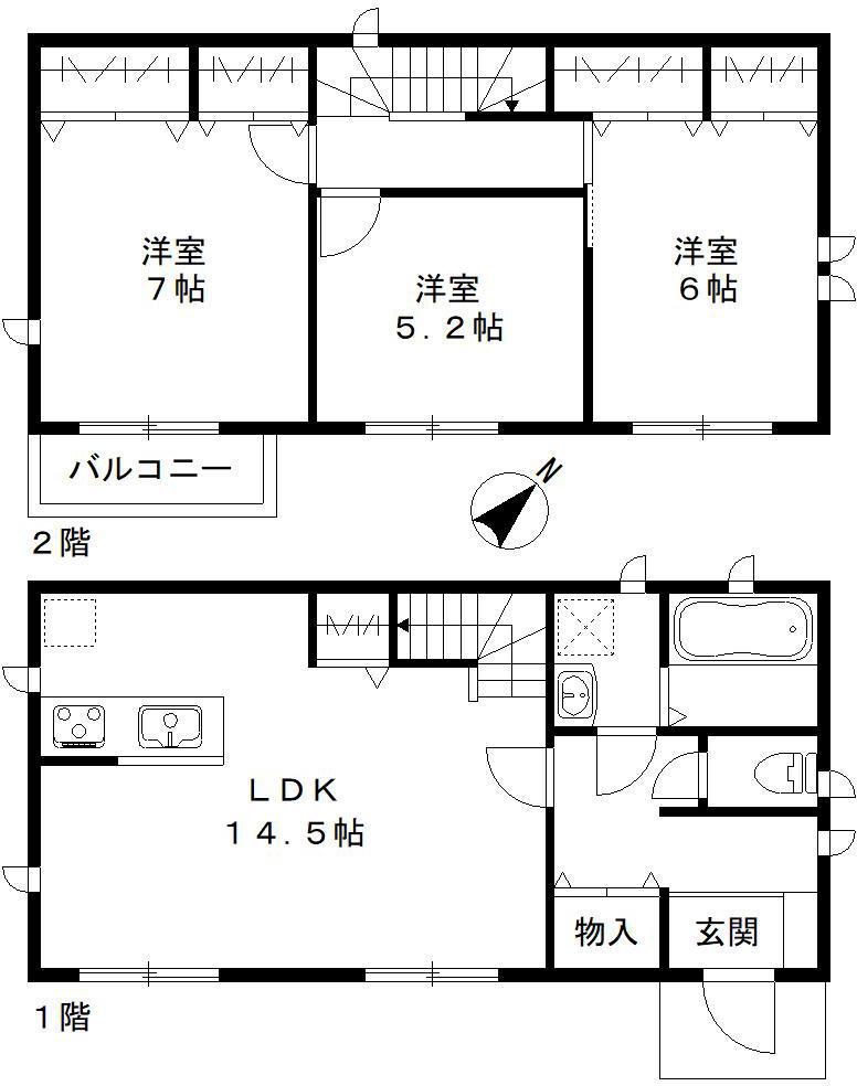 京成電鉄千葉線 検見川駅 徒歩8分 2階建 築4年(3LDK)の間取り写真