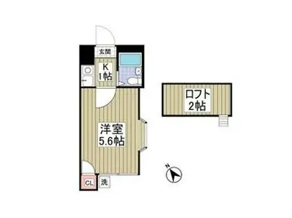 ネルソンパートⅤ(1K/1階)の間取り写真