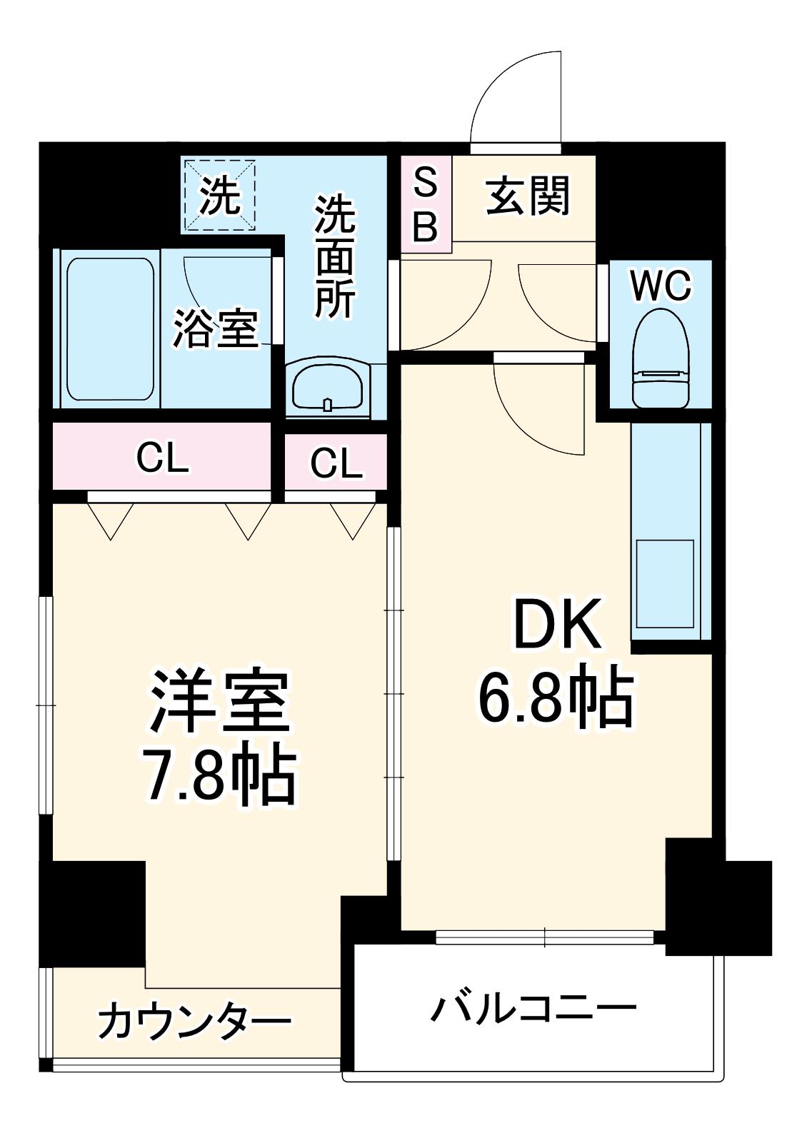アール・ケープラザ横浜Ⅴ(1DK/2階)の間取り写真