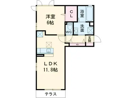 プランドールⅥ(1LDK/1階)の間取り写真