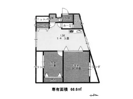 GATHERHOUSE宮前平(2LDK/2階)の間取り写真