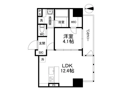BRAVE常盤町Ⅱ(1LDK/13階)の間取り写真