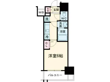 ジェノヴィア綾瀬Ⅱ(1K/8階)の間取り写真