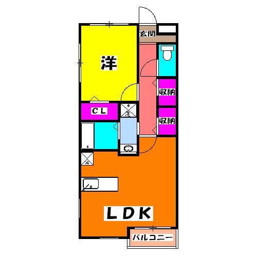 ラックスコート(1LDK/1階)の間取り写真