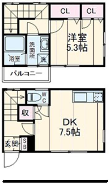 G−1大塚町(1DK)の間取り写真