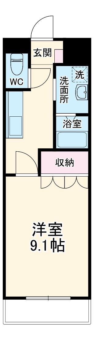 ピースタウンⅡ(1K/1階)の間取り写真