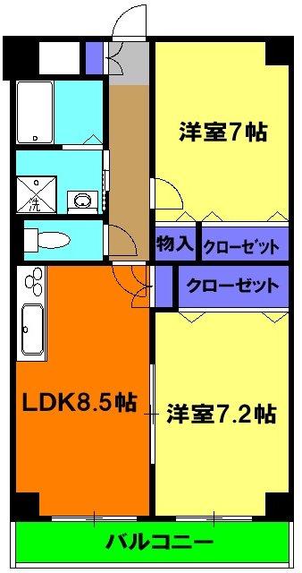 ベナレス藤枝(2LDK/9階)の間取り写真
