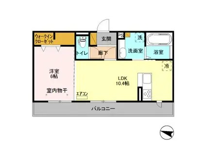 セレーノ柏(1LDK/2階)の間取り写真