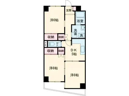 グローバル氏家(3K/1階)の間取り写真