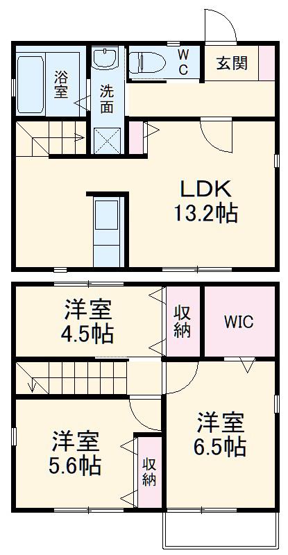 埼玉新都市交通 伊奈中央駅 徒歩5分 2階建 築5年(3LDK)の間取り写真