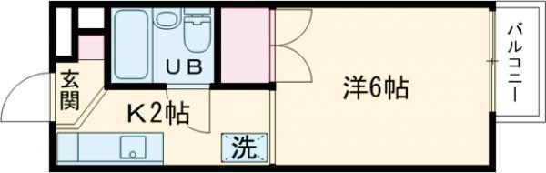 リバティ2(1K/2階)の間取り写真