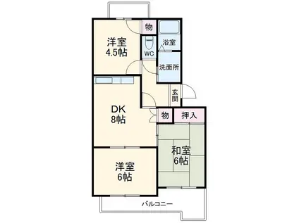 ピアコート桜林(3DK/1階)の間取り写真