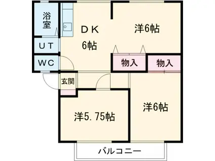 サンビレッジ青山二番館(3DK/1階)の間取り写真