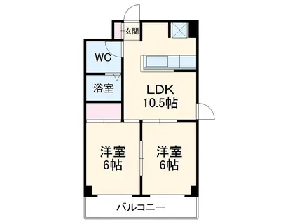 HIビル(2LDK/3階)の間取り写真
