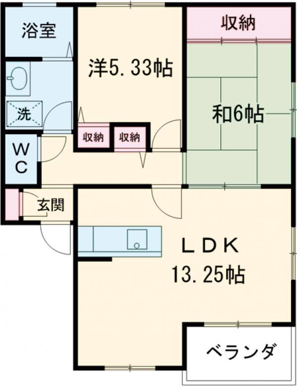 ディアス戸祭A(2LDK/2階)の間取り写真