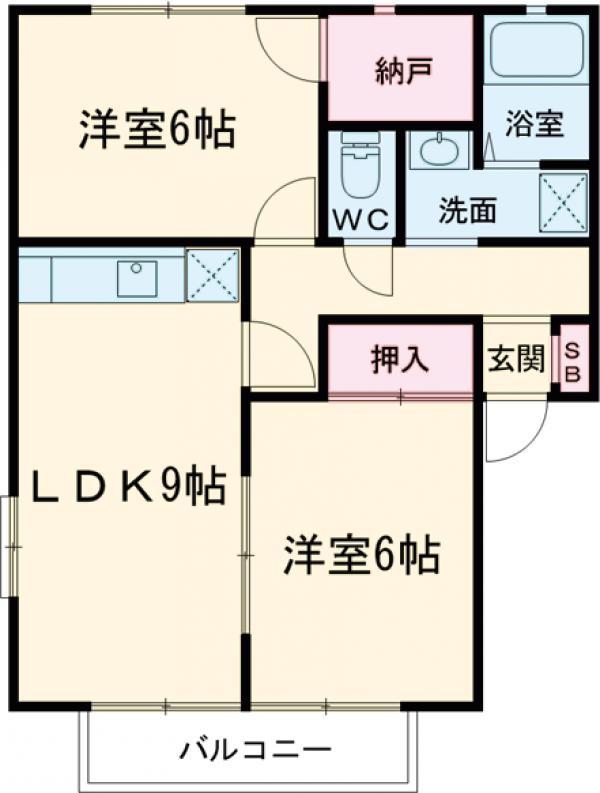 レーベンⅠ(2LDK/1階)の間取り写真